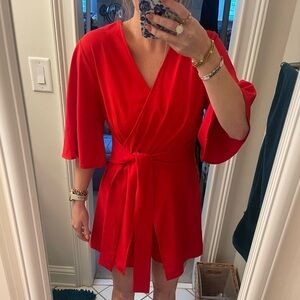 Ces Femme Red Romper with Front Tie
